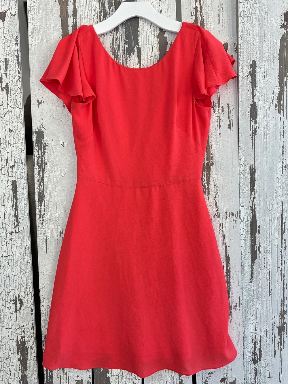 London Times Coral Ruffle Back Zipper Dress Size